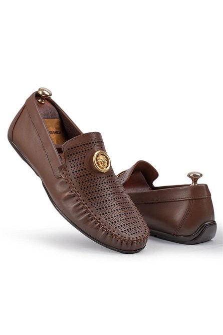 ANTONIO GARCIA Mocassins de couro masculino - Marrom 202108355594