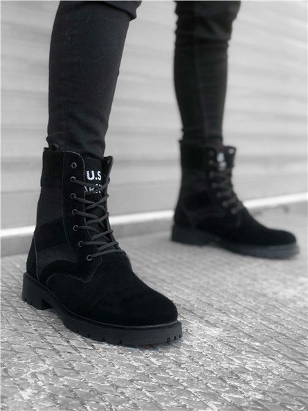 Botas esportivas masculinas de camurça BA0087 - pretas #322173