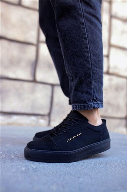 Sapatos Casuais Masculinos Nubuck BA0104 - Preto #322187