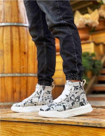 Botas esportivas masculinas BA0142 - Preto-Branco #361655