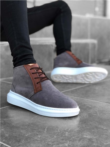 Botas Masculinas de Camurça BA0190 - Cinza Escuro #322401