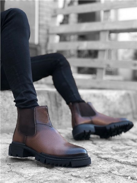 Botas esportivas masculinas com elásticos laterais BA0214 - Taba #362087