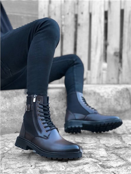 Botas esportivas masculinas com fivela BA0218 - Marrom Escuro #362656