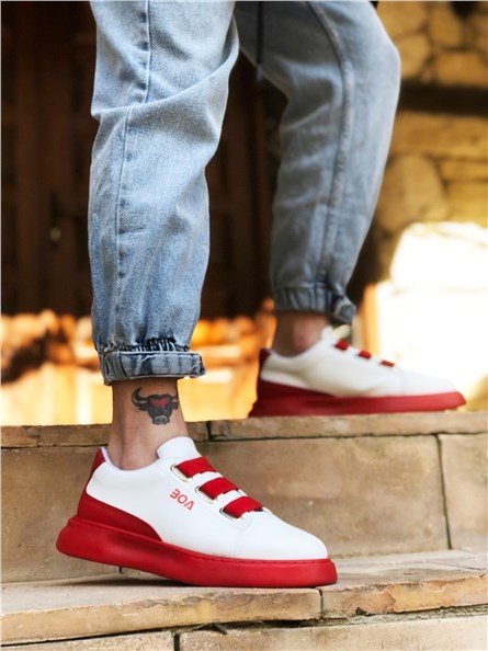 Sapatos casuais masculinos BA0329 - Vermelho e Branco #330372