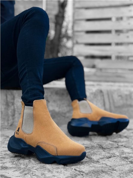 Botas esportivas masculinas com elásticos laterais BA0444 - Camelo #362096