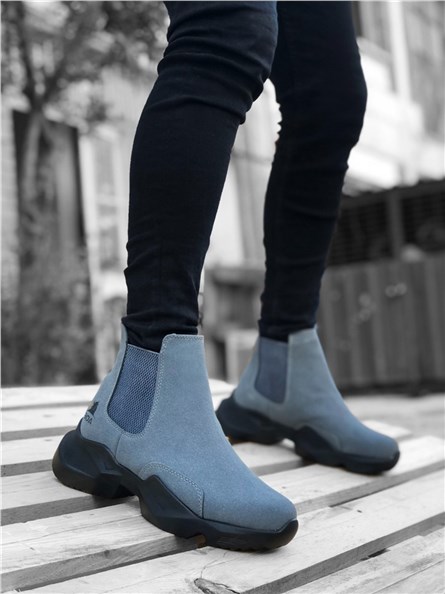 Botas esportivas masculinas com elásticos laterais BA0444 - Azul #362097