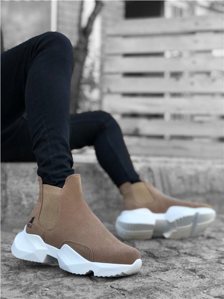 Botas esportivas masculinas com elásticos laterais BA0444 - vison #362100