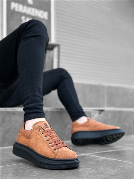 Calçados esportivos masculinos de camurça BA0547 - Cor Taba #367943