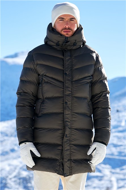 Giacca lunga antivento impermeabile da uomo UDK-001 - Cachi #408171