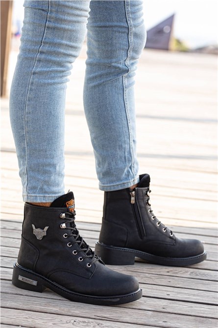Botas Masculinas com atacadores - Pretas #359145