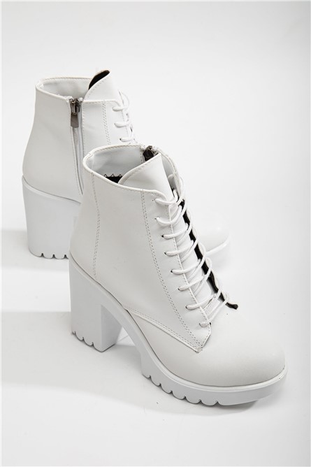 Botas femininas de salto alto com plataforma - brancas #365864