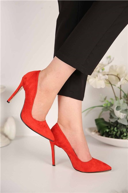 Sapatos femininos com salto 5870 - Vermelho 296238