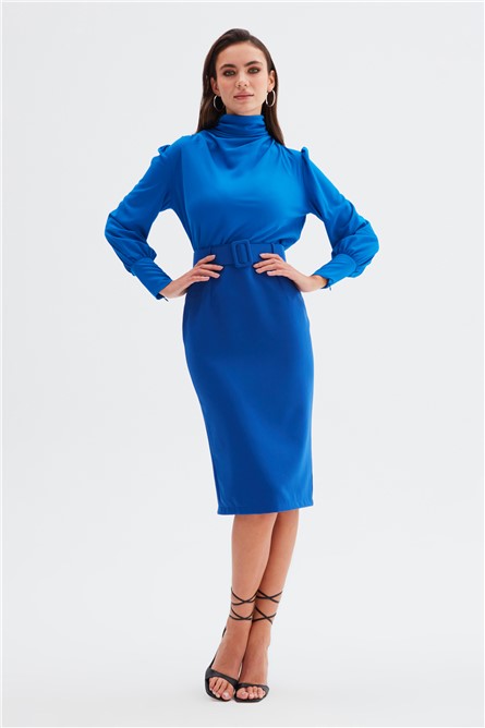 Saia justa feminina com cinto - Índigo #365990