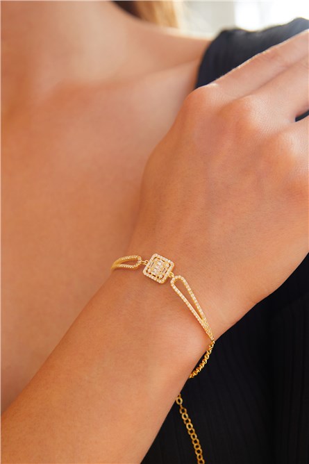 Pulseira feminina de prata banhada a ouro - Ouro #398715 