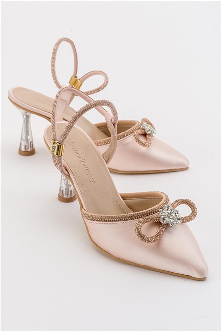 Sapatos elegantes femininos com fita decorativa - Bege #381896