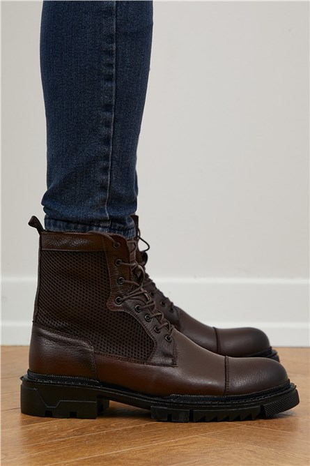 Botas Masculinas de Couro Genuíno Tbpos1 - Marrom #310757