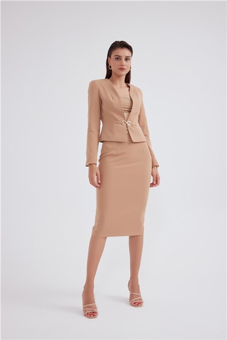 Saia Justa Feminina - Camelo #309388