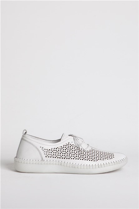 Sapatos femininos de couro genuíno 04034 - Branco #328628