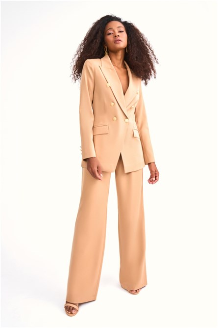 Jaqueta feminina com fecho trespassado - Camelo #327243