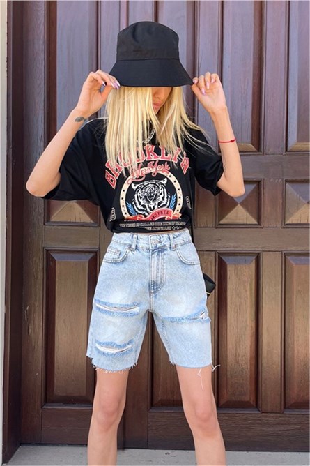 Calções femininos com Cintura Alta MG1496 - Azul Claro #331294