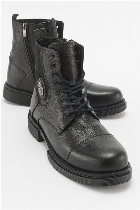 Botas Masculinas de Couro Genuíno - Pretas #411563