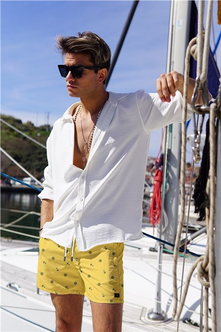 Bermuda de praia masculina C1101 - Amarelo #329002