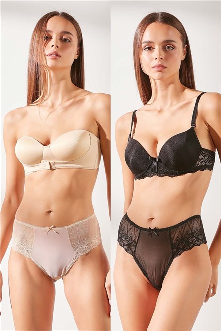 Conjunto de liga feminina C&City C18296 - Marrom #322986