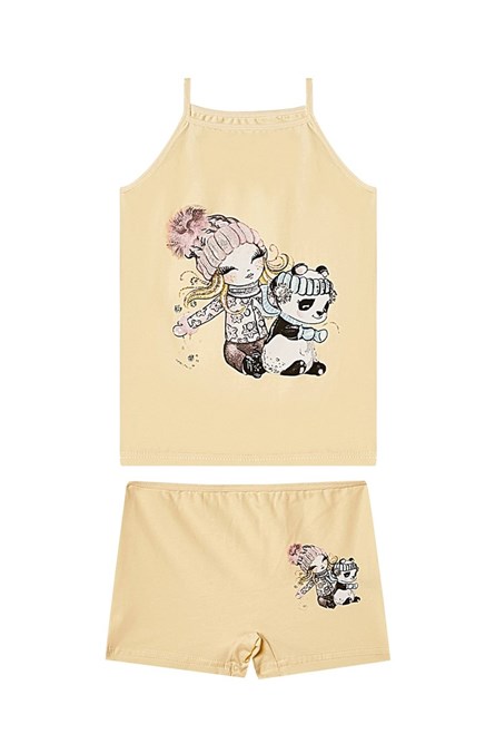 Conjunto infantil C&City para meninas 1070 K-211 - Amarelo claro #324472