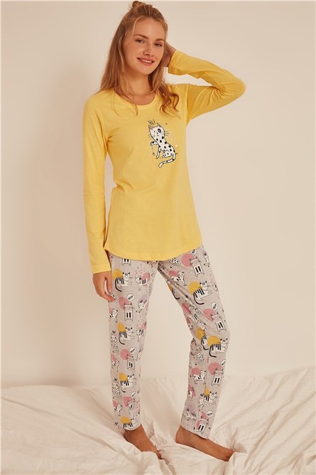 Pijama feminino 0041566534 - Amarelo 314639