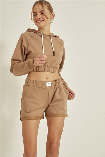 Calções femininos 702 - Castanho Claro #314580