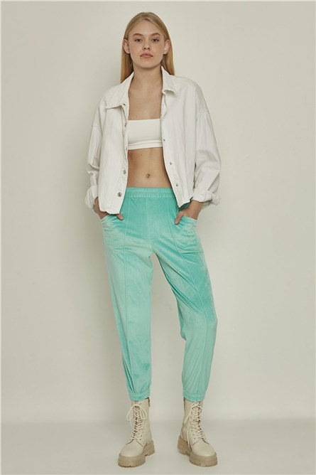 Calça feminina de veludo cotelê 721 - Menta #315028