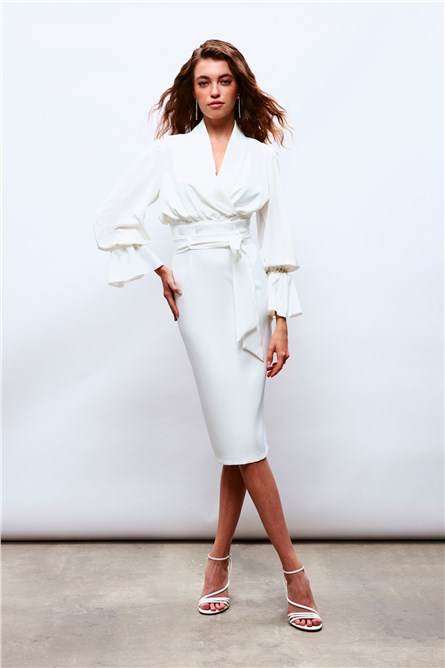 Saia justa feminina com cinto - Cru #404610