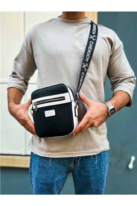 Bolsa de ombro masculina CH102 - preta e branca #366308