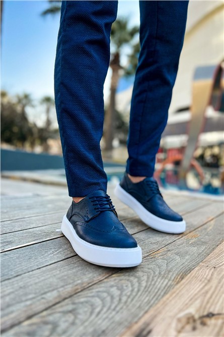Sapatos masculinos CH149 CBT com cadarço - Azul Marinho #369956