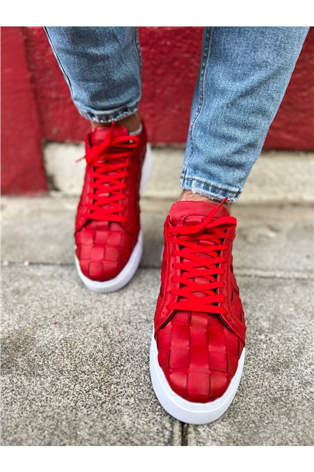 CH209 Sapatos Masculinos com Cadarços - Vermelhos #365943