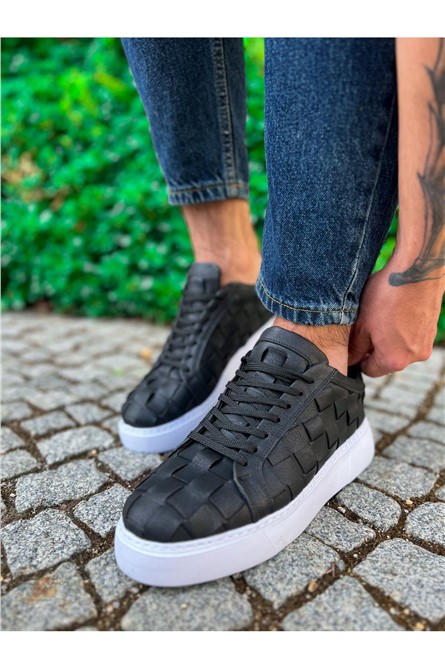 Sapatos masculinos CH209 com cordões - pretos #365942