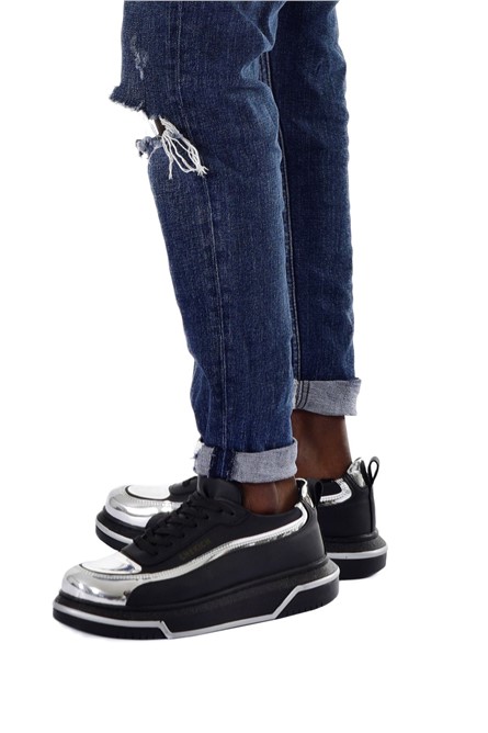 Sapatos unissex Chekich com atacadores CH241 - preto com prata #365604