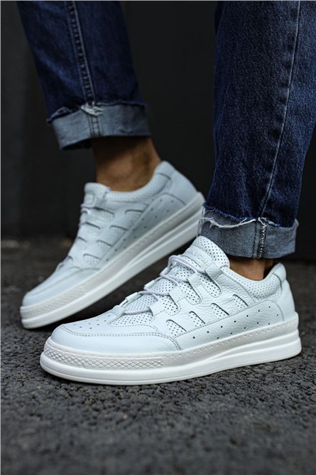 Sapatos masculinos de couro genuíno Chekich CH040 - Branco #359532