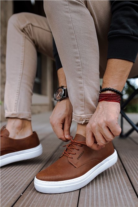 Chekich Sapatos unissex com atacadores CH061 - Taba #359564