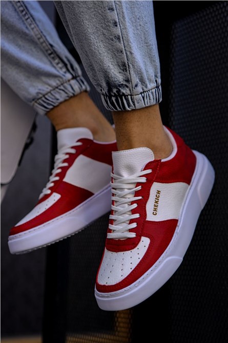 Sapatos Masculinos Chekich CH087 - Vermelho-Branco #359597