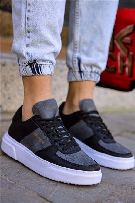 Sapatos Masculinos Chekich CH087 - Preto com Antracite #359598
