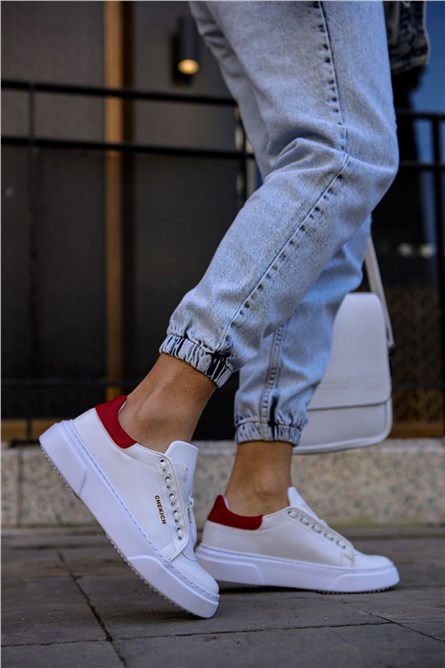 Sapatos Masculinos Chekich CH092 - Branco com Vermelho #359615