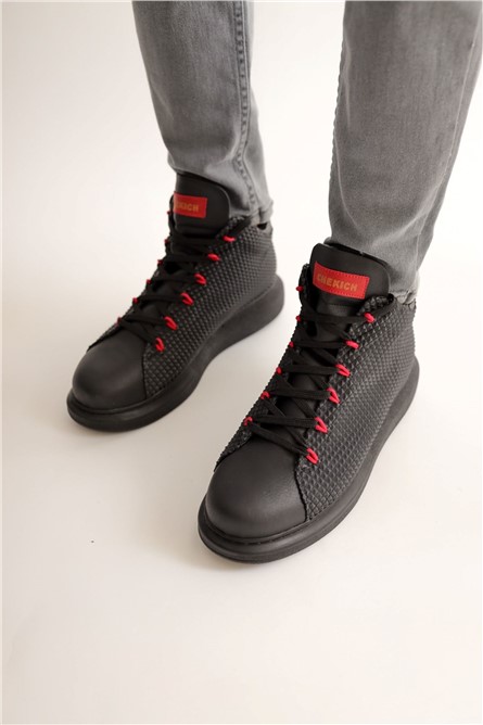 Botas masculinas Chekich CH111 - pretas com vermelho #364149