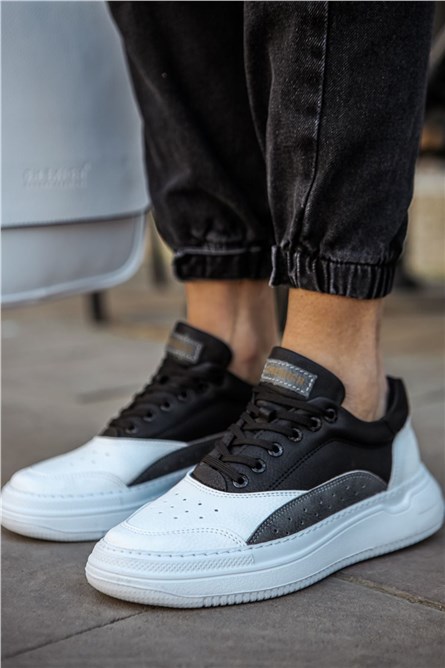 Sapatos masculinos Chekich CH115 - Branco com preto #359658