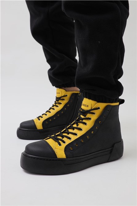 Botas masculinas Chekich CH167 - pretas com amarelo #359717