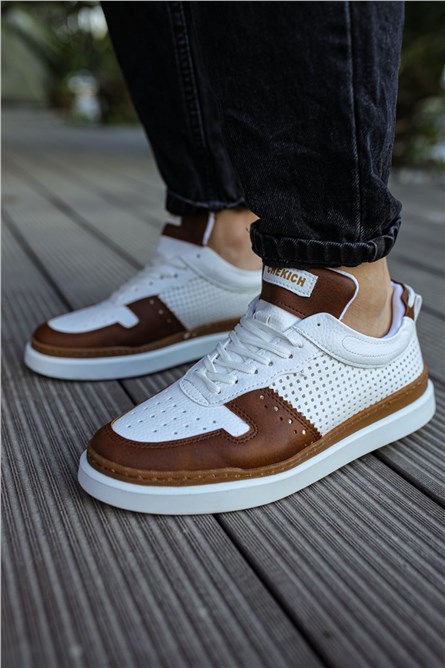 Sapatos masculinos Chekich CH201 - Branco com Taba #359761