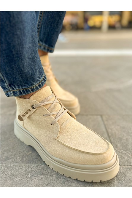 Botas masculinas de camurça com atacadores Chekich - bege claro #365586