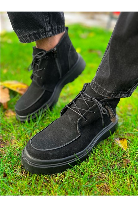 Botas masculinas Chekich de camurça com atacadores - pretas #365589