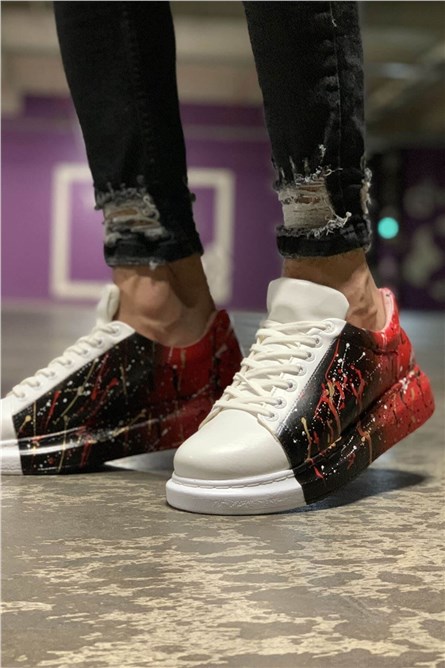 Sapatos unissex Chekich com cadarços CH254 - Preto-Vermelho #359794