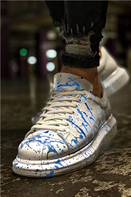 Sapatos masculinos Chekich CH254 - Branco com Azul #359795